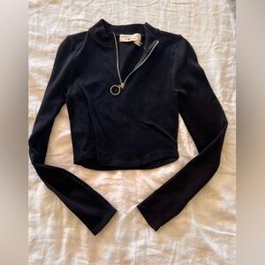 Black Long Sleeve Top with Zipper